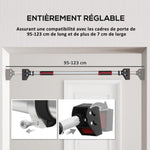 Barre de traction pour porte, barre de musculation pour cadres de porte sans vis - longueur ajustable (92-124cm)