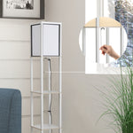 Shelf floor lamp 26L x 26W x 160H cm 3 shelves 4 levels White MDF