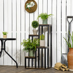 Support pour plantes étagère à fleurs 4 étagères différentes hauteurs structure acier 40 x 40 x 81 cm noir