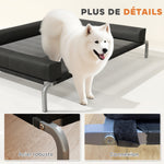 Lit surélevé pour chien rafraichissant, lit de camp pour chiens intérieur extérieur portable, 130 x 90 x 30 cm, noir