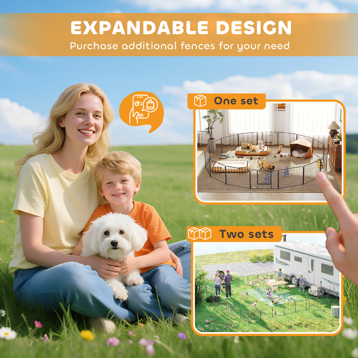 Parc pour chien, enclos chien 16 panneaux modulable et pliable, portable en acier avec portes 80 x 60 gris
