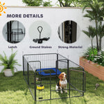 Parc de Mise Bas pour Chien 2 Compartiments Séparés avec Toile Oxford Coupe-Vent 7 Panneaux 203x102x60cm Noir