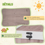Maison enclos cage habitat pour petit animal tortues avec 2 espaces 91 x 60,5 x 32 cm bois massif marron clair