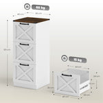 Cassettiera da ufficio con 3 cassetti, cartelle sospese per formati Lettera/A4, stile rustico, 40x40x101 cm, bianco