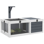 Maison enclos cage pour petit animal tortue avec 2 espaces support de lampe 81 x 48 x 31,5 cm gris