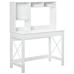 Bureau avec rangement bibliothèque en bois moderne avec étagères et grand plateau pour petits espaces maison chambre à coucher, 105 x 50 x 137,5 cm, blanc