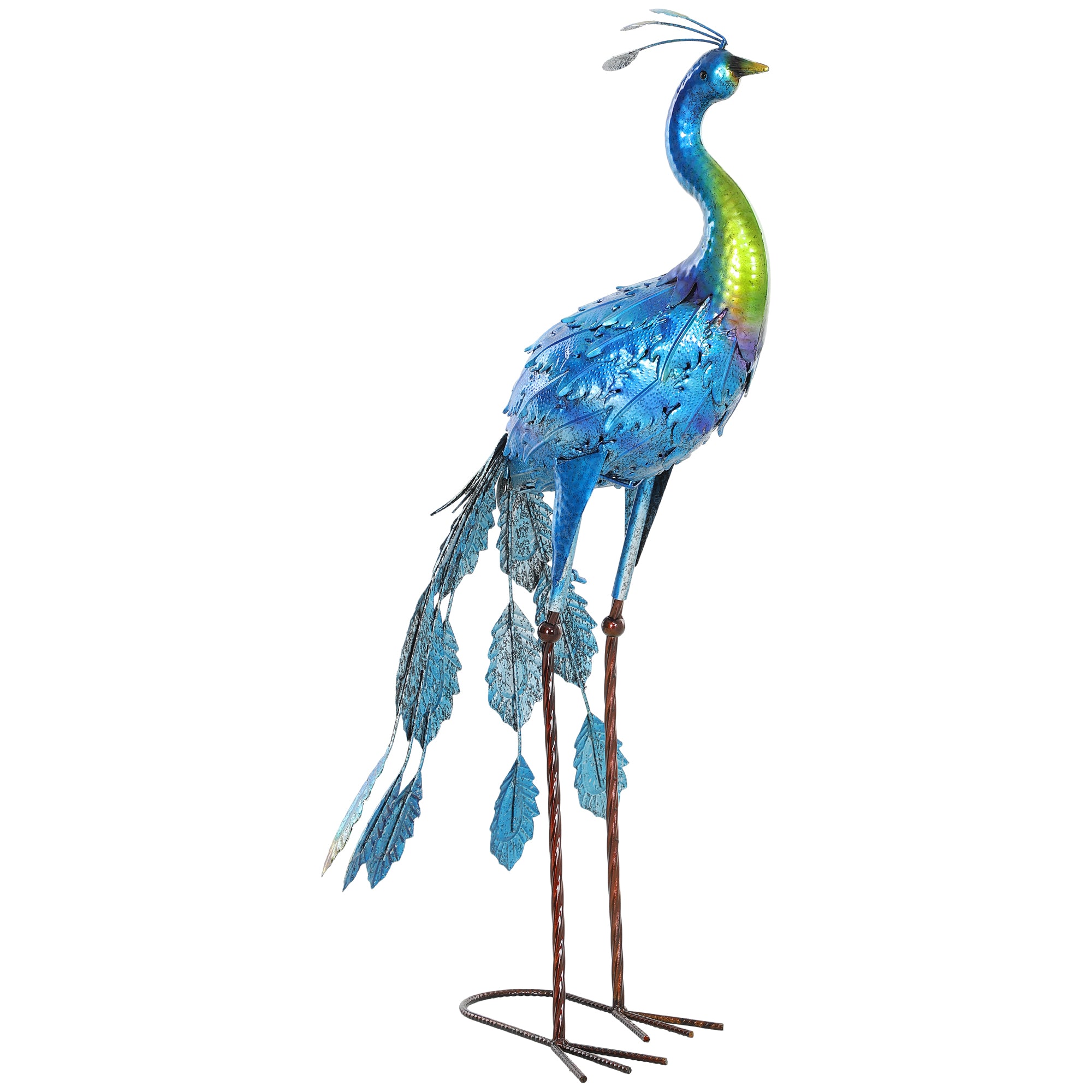 Statue de paon de jardin décoration jardin extérieure en métal résister aux éléments 40 x 43 x 83 cm multicolore