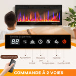 Cheminée électrique mural ou encastrable 900W/1800W, effet flamme à 12 couleurs 5 luminosités, 106,7x9,4x47cm, noir