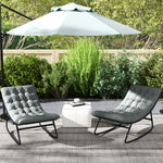 Lot de 2 fauteuils à bascule extérieur avec coussins épais, siège tissu textilène respirant et cadre en acier, gris