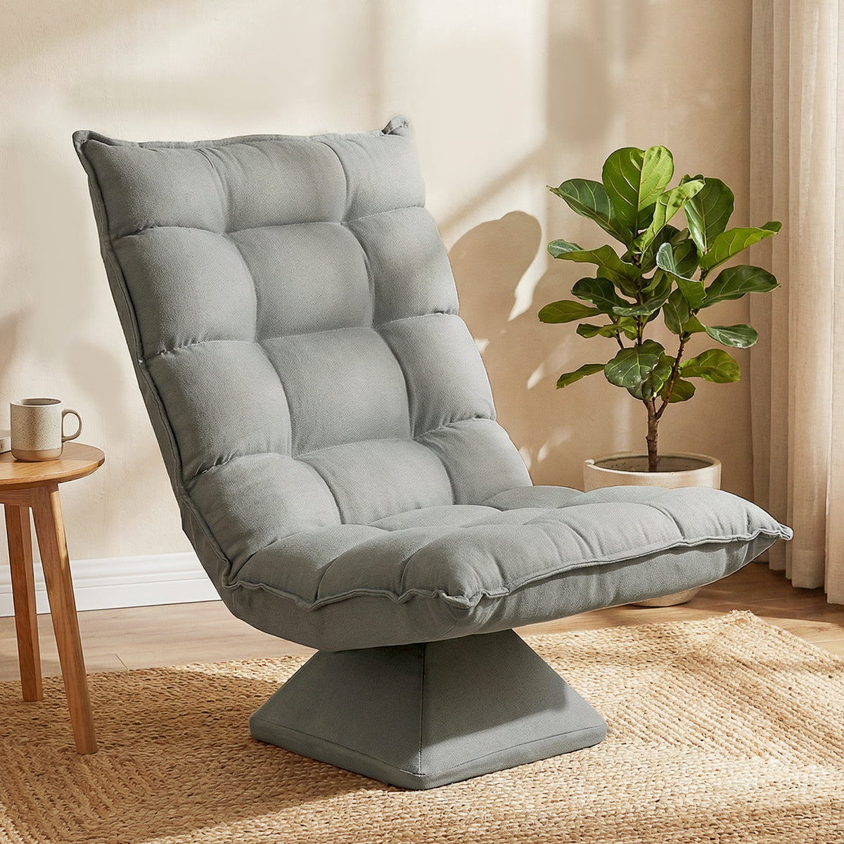 Fauteuil de sol paresseux fauteuil relax fauteuil salon design capitonné inclinaison dossier réglable pivotant 360°