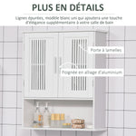 Wandschrank, Badezimmermöbel mit verstellbarem Einlegeboden, Doppeltür und offenem Fach, 60 x 20 x 70 cm, weiß