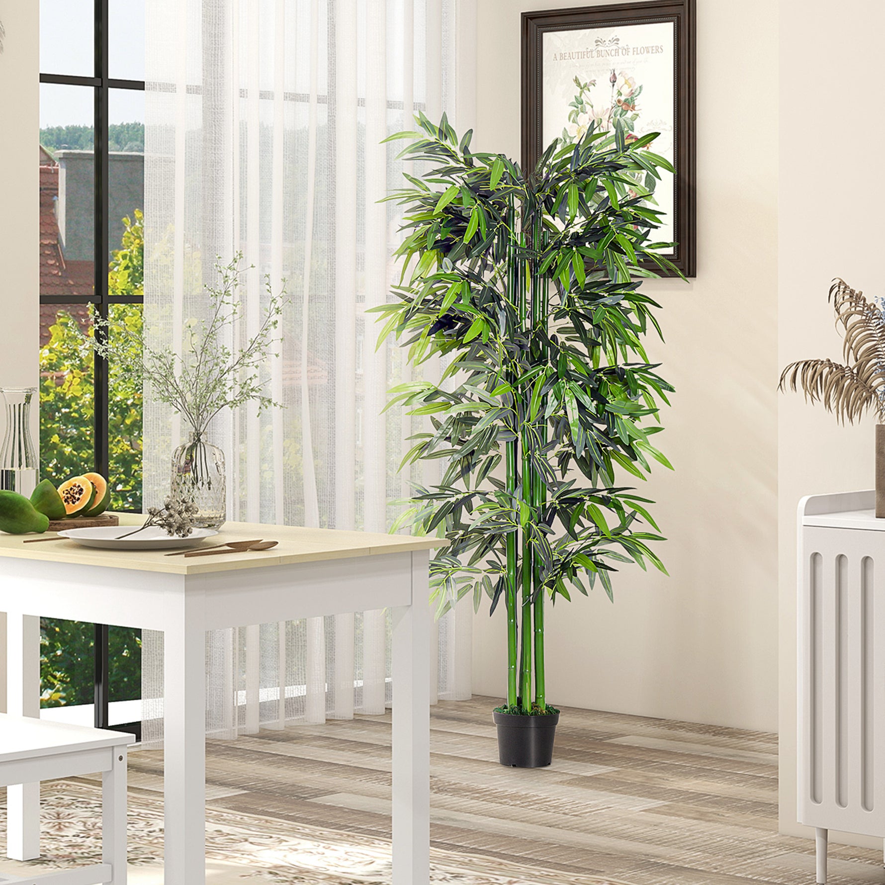 Bambou Artificiel XXL 1,80H m arbre artificiel Feuilles denses réalistes Pot Inclus Noir Vert