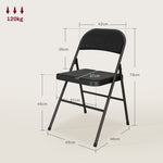 Lot de 6 chaises pliantes chaises de salle à manger portables cadre en acier 45 x 46 x 78 cm noir