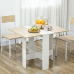 Table de cuisine pliable 103L x 76l x 74H cm en bois bicolore chêne blanc