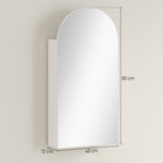 Armoire murale salle de bain avec miroir, meuble salle de bain sans cadre en arche et étagères en verre réglables, blanc