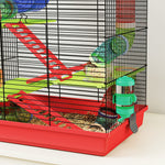 Cage pour hamster souris petit animaux rongeur avec tunnel mangeoire roue jouet 47 x 30 x 59 cm rouge
