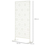 Panneau brise vue décoratif extérieur blanc à motif en métal - 92 x 45 x 198 cm
