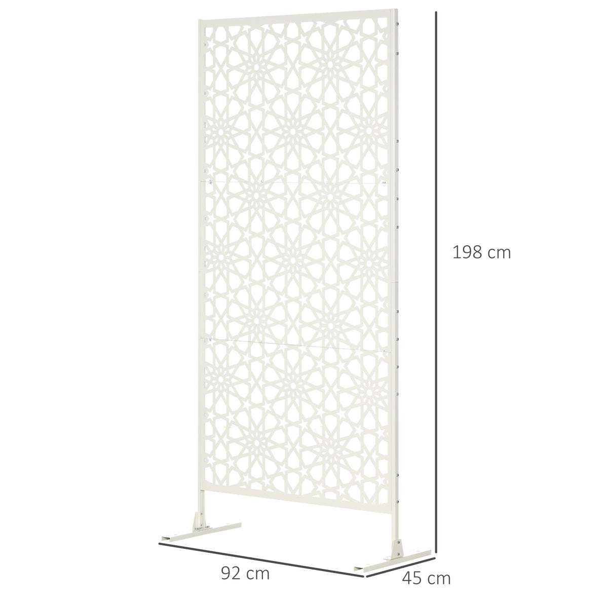 Panneau brise vue décoratif extérieur blanc à motif en métal - 92 x 45 x 198 cm
