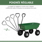 Chariot de Jardin 100L Charge 250 kg, 4 Roues pneumatiques Remorque à Main pour Extérieur 108 x 52 x 100 cm Acier vert