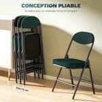 Lot de 4 chaises pliantes chaises de salle à manger portables avec assises et dossiers rembourrés en velours côtelé bleu