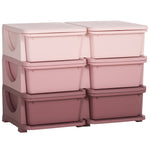 Organisateur de jouets pour enfants à 3 niveaux avec 6 tiroirs, boîtes de rangement en plastique, 75x37x56,5cm, rose