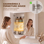 Armoire Murale Miroir Salle de Bain 2 étagères dim. 48L x 14l x 45H cm Panneaux Particules MDF Blanc