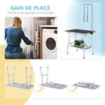 Table de toilettage pour chien pliante plateau antidérapant en caoutchouc avec 2 sangles 90 x 60 x 76 cm noir