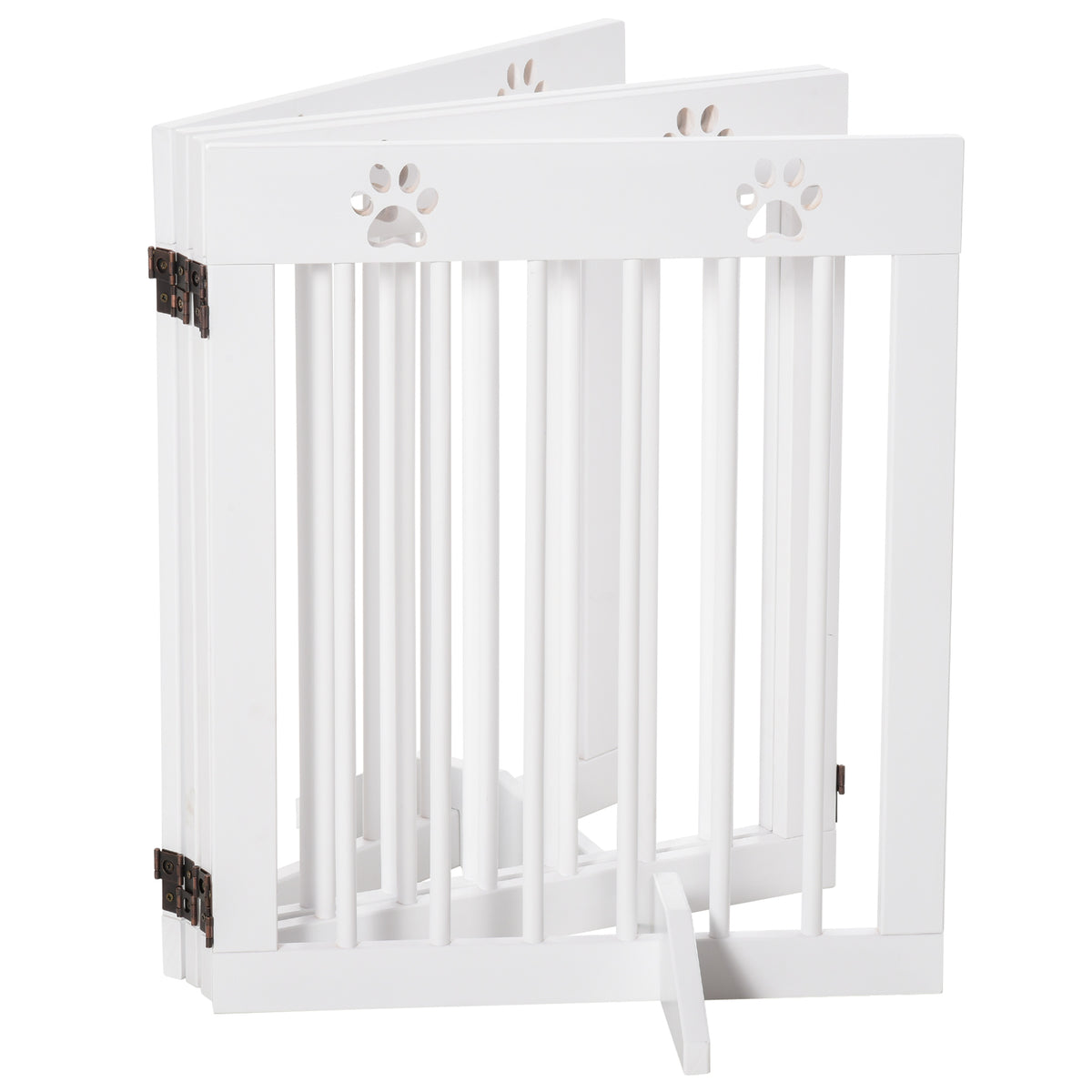 Barrière de sécurité barrière modulable pliable pour animaux de compagnie 4 panneaux en bois de pin massif 204 x 30 x 61 cm blanc