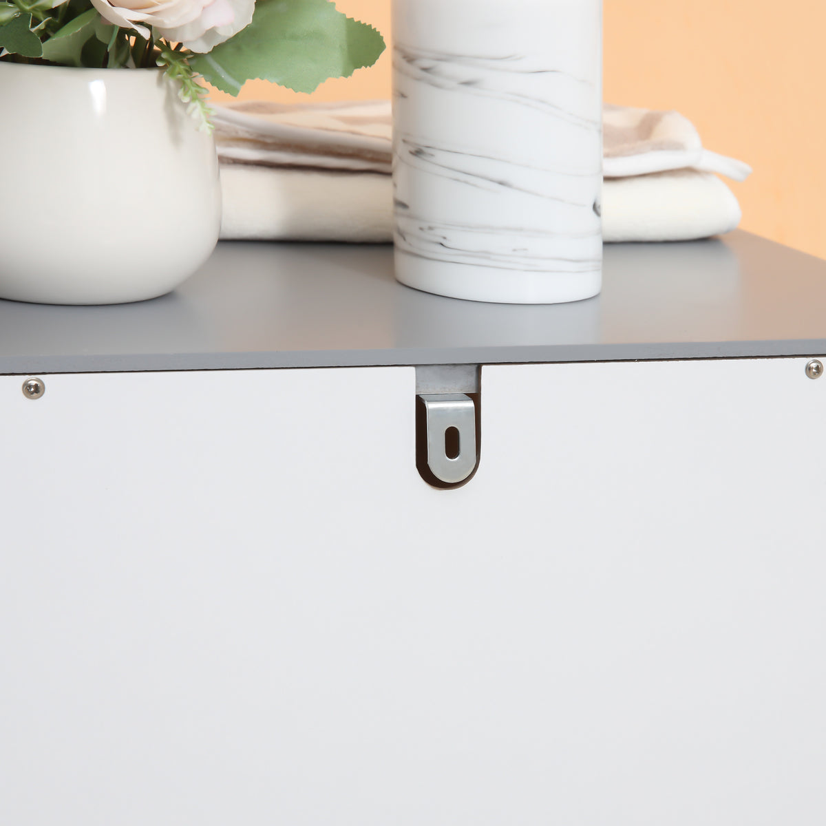 Meuble de salle de bain sur pied meuble de rangement avec 3 tiroirs et 1 niche 40 x 33 x 80 cm blanc
