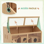 Cage hamster en bois habitat grand pour rongeur ventilation couvercle ouvrant et accessoires 85x45x44cm bois naturel
