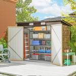 Abri de Jardin en Métal 3 m² Facile à Monter, Cabane de Jardin Structure en Acier Galvanisé Améliorée, Chêne