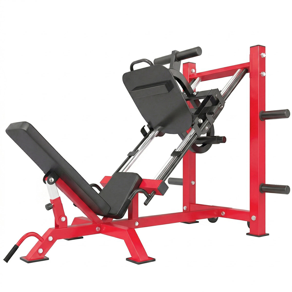 Pressa per gambe professionale, macchina per muscolazione gambe e hack squat 455kg, attrezzo regolabile 185x120x140cm rosso
