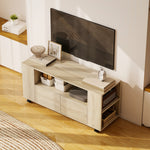 Meuble TV sur roulettes 102 cm, meuble télé pour téléviseur jusqu'à 42 pouces, 2 tiroirs, compartiments ouverts, naturel