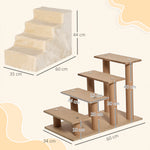 Escalier pour chien à 4 marches escalier pour chat échelle antidérapante housse amovible et lavable 60 x 35 x 44cm beige