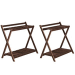 Lot de 2 support plantes intérieur 2 niveaux étagères à plants avec support arrière 73 x 36 x 64 cm marron