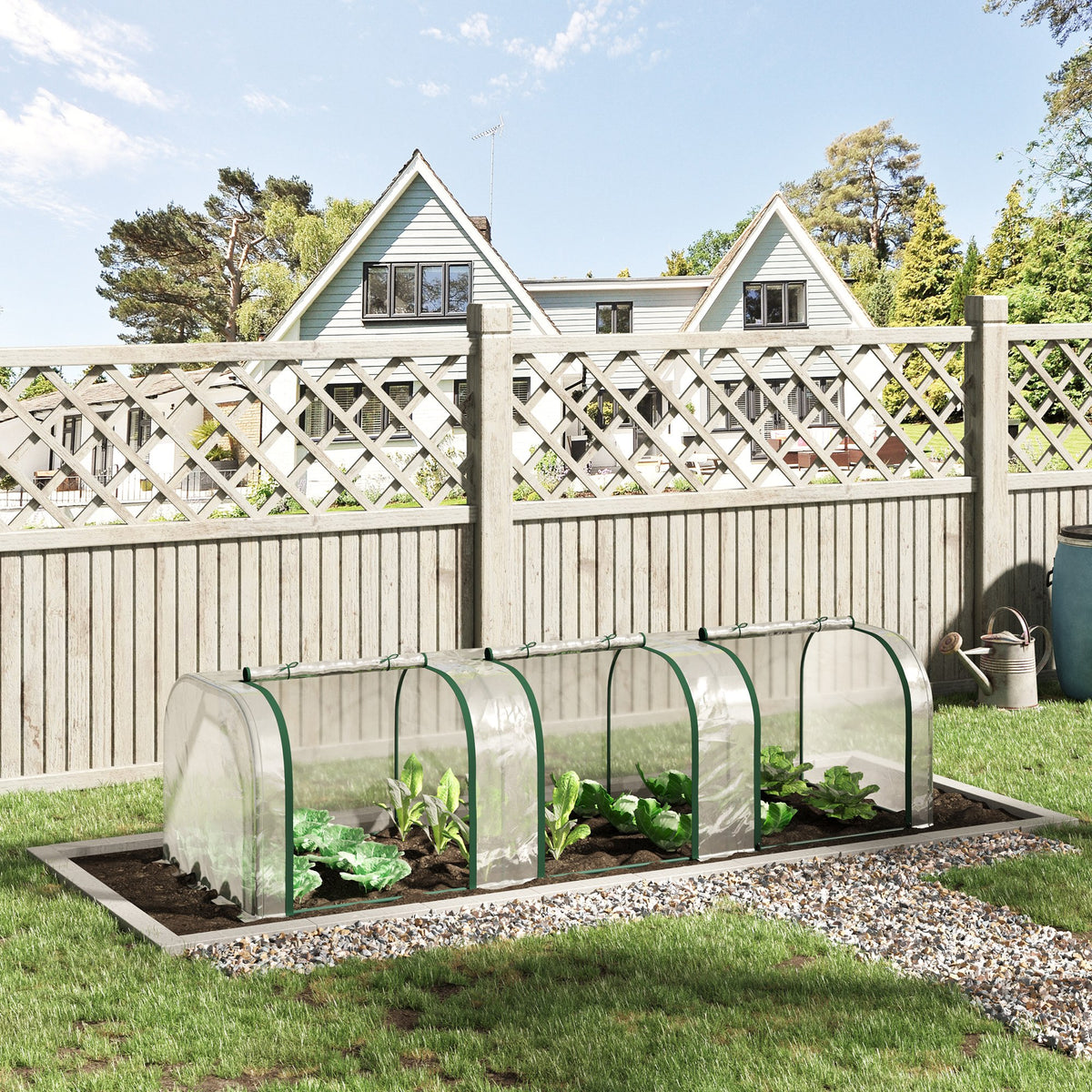 Mini serra da giardino per pomodori 3L x 1l x 0,8A m in acciaio e PVC 140 g/m² anti-UV, 3 finestre, verde e trasparente
