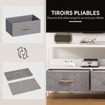 Meuble TV, meuble télé pour téléviseur jusqu'à 47 pouces avec 2 tiroirs et pieds en acier, 98 x 29 x 56 cm, gris clair