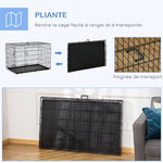 Cage caisse de transport pliante pour chien en acier 2 portes verrouillables 121 x 77 x 82 cm noir