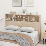 Tête de lit sur pied avec rangements, accessoire de lit 4 compartiments ouverts, 160 x 20,2 x 108,2 cm, bois naturel