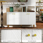 Buffet salon meuble de rangement avec étagères réglables, placards à portes, 140 x 35 x 77,5 cm, blanc