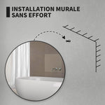 Miroir rond miroir salle de bain cadre en métal facile à installer, pour chambre, salon, entrée, Ø 70 x 2,5 cm noir