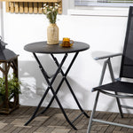 Table basse extérieure pour 2 personnes, table de jardin ronde avec structure en acier, Ø 60 x 73H cm, gris foncé