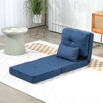 Sillón cama convertible individual con 1 cojín y respaldo ajustable, azul oscuro