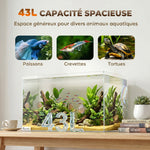 Aquarium 43L en Verre Trempé avec Tapis de Protection Pour Poissons, Crevettes, Tortues, 50 x 30 x 30 cm, Transparent