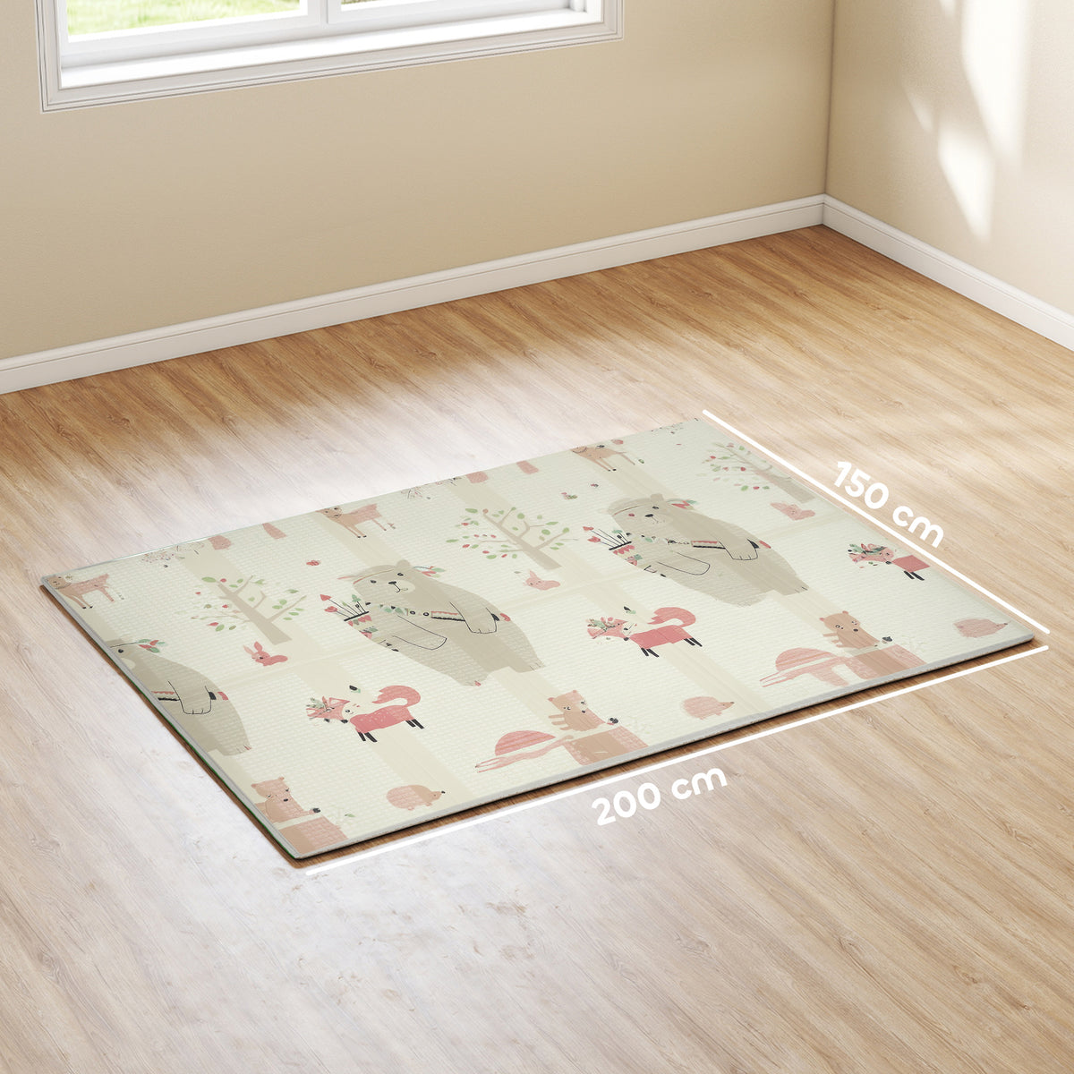 Tapis de jeu pour bébé pliable et réversible, tapis de sol en mousse épais, 200 x 150 x 1,5 cm, multicolore