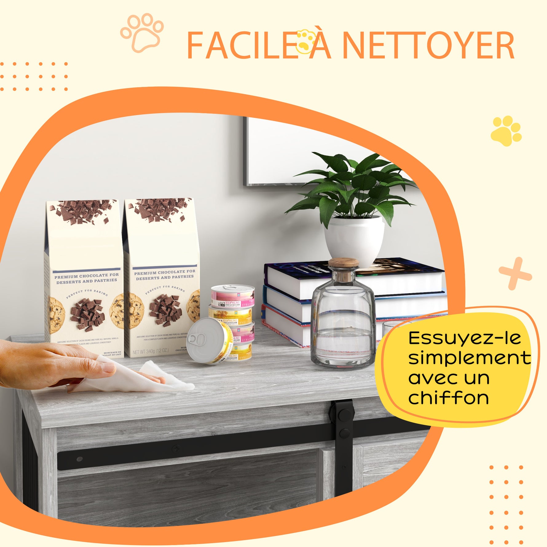 Cage caisse pour chien animaux intérieur porte coulissante, métal effet bois, dim. 57H x 80L x 54l cm