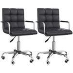 Lot de 2 chaises de bureau fauteuil manager pivotant hauteur réglable revêtement synthétique capitonné noir