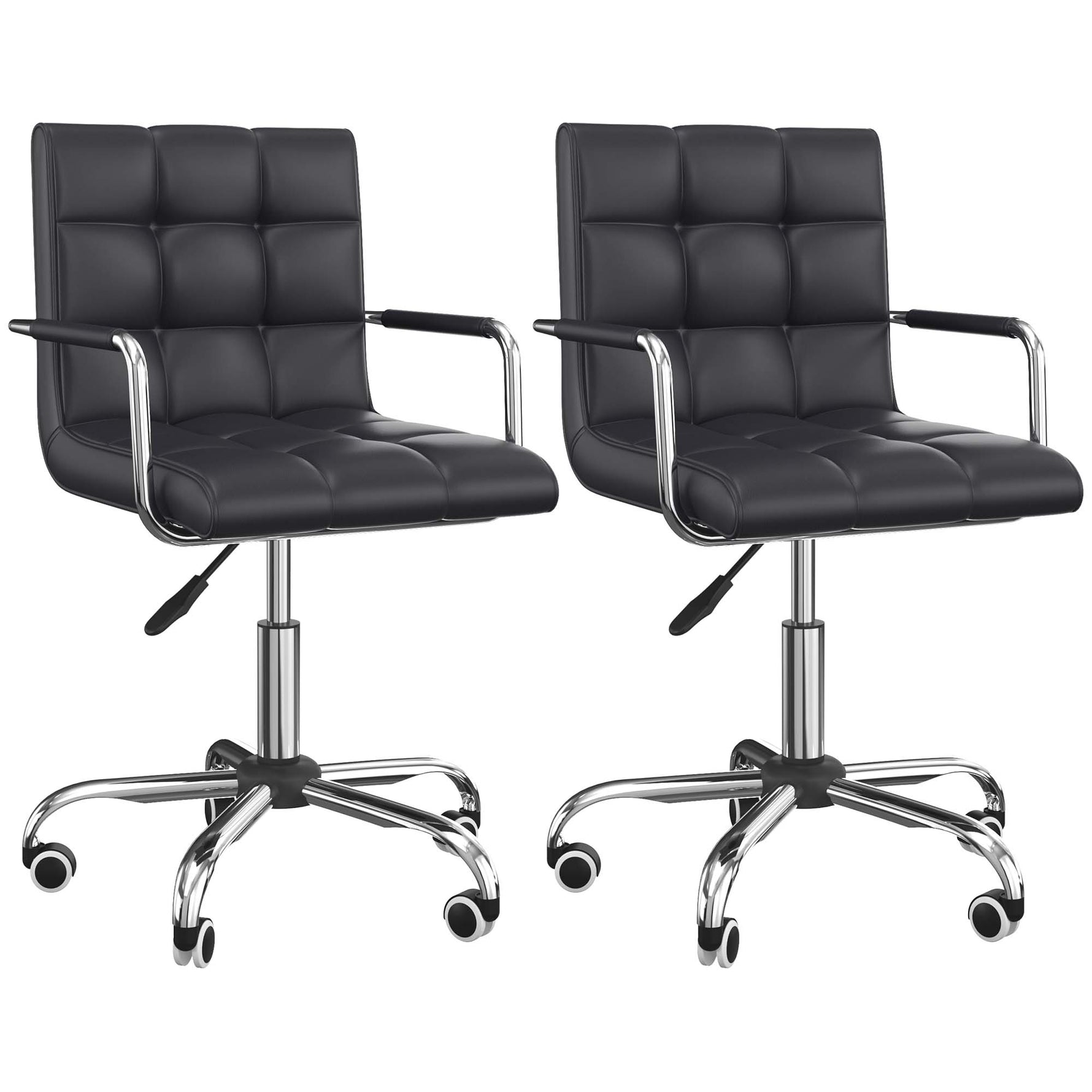 Lot de 2 chaises de bureau fauteuil manager pivotant hauteur réglable revêtement synthétique capitonné noir