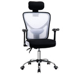 Fauteuil de bureau, chaise de bureau en maille avec hauteur réglable, dossier inclinable, 62x67x118cm, noir et blanc