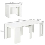 Table à manger pliante, table pliante cuisine extensible jusqu'à 6 personnes, pour petits espaces, salle à manger, blanc-2